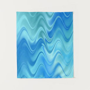 Wavy Blue Abstract Tapestry