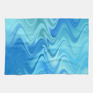 Wavy Blue Abstract Tea Towel