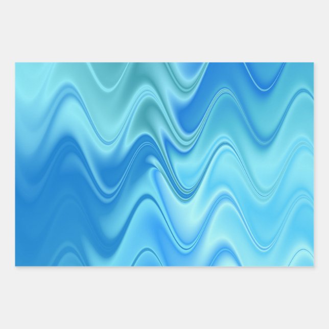 Wavy Blue Abstract Wrapping Paper Sheet (Front)