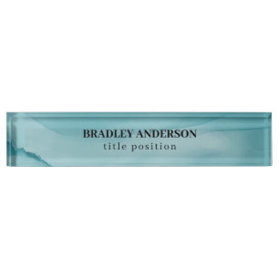 Wavy Blue Alcohol Ink Nameplate