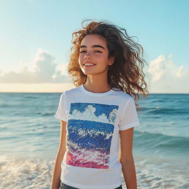 Wavy Blue and Pink Splash Tri-Blend Shirt (Creator Uploaded)