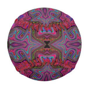Wavy Blue and Rainbow Red Trippy Pattern Baseball