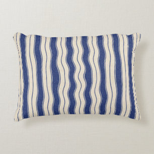Wavy Blue and White Stripes Decorative Cushion