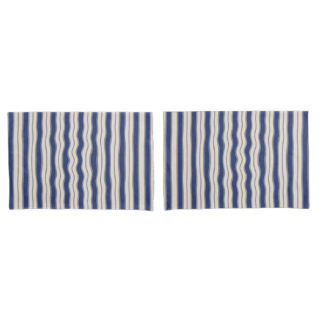 Wavy Blue and White Stripes Pillowcase (Front-Set)