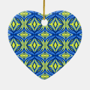 Wavy Blue and Yellow Ceramic Tree Decoration