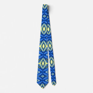 Wavy Blue and Yellow Kaleidoscope Tie