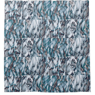 Wavy Blue Gold Abstract Art  Beach Towel Shower Curtain