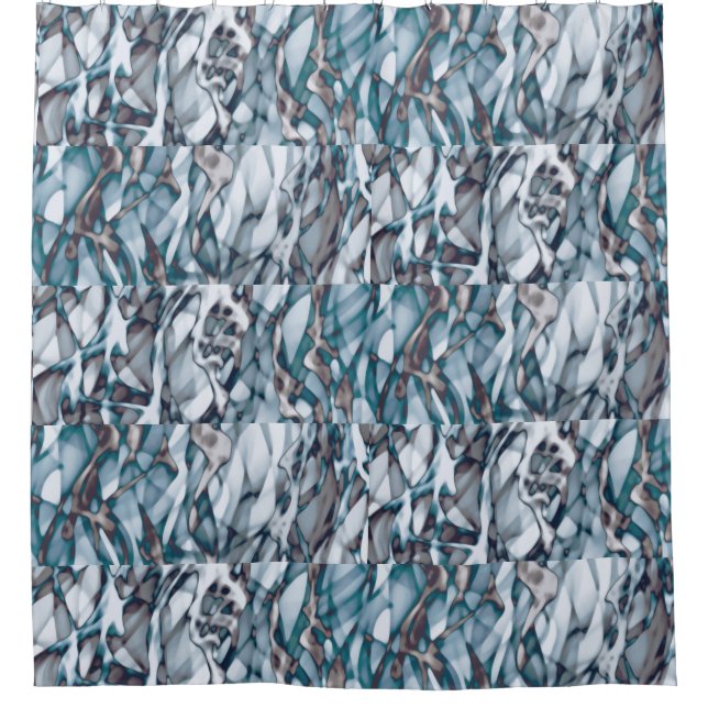 Wavy Blue Gold Abstract Art  Beach Towel Shower Curtain (Front)