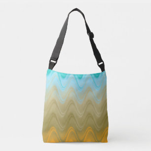 Wavy Blue Green Orange Abstract Crossbody Bag