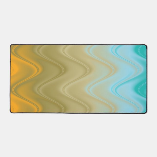 Wavy Blue Green Orange Abstract Desk Mat (Front)