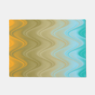 Wavy Blue Green Orange Abstract Doormat