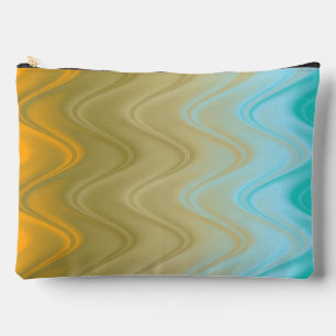 Wavy Blue Green Orange Abstract Large Accessory Pouch