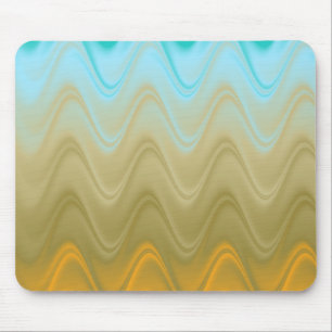 Wavy Blue Green Orange Abstract Mouse Mat