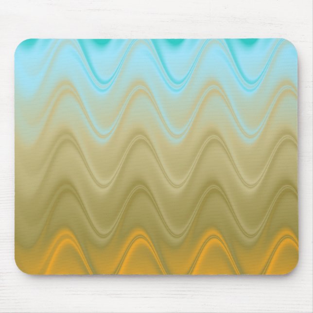Wavy Blue Green Orange Abstract Mouse Mat (Front)