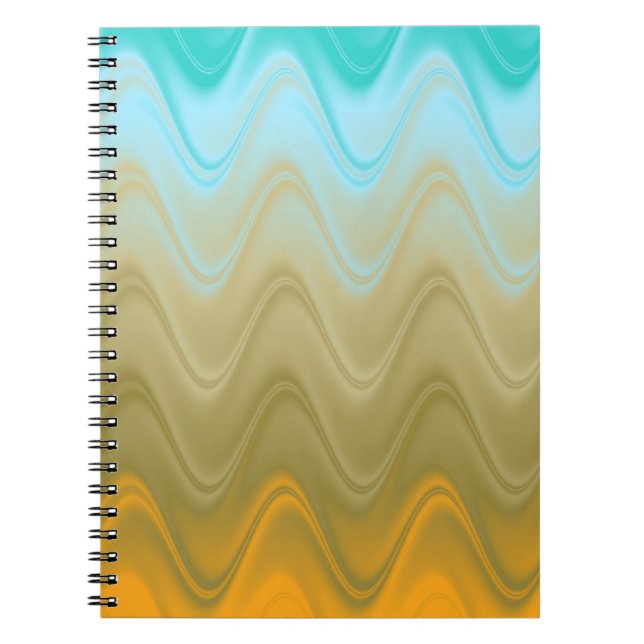 Wavy Blue Green Orange Abstract Notebook (Front)