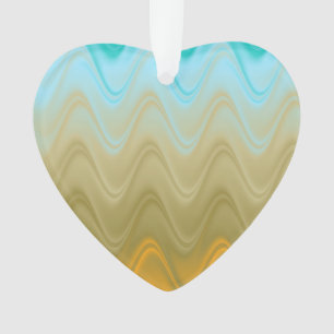 Wavy Blue Green Orange Abstract Ornament