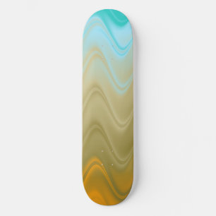 Wavy Blue Green Orange Abstract Skateboard
