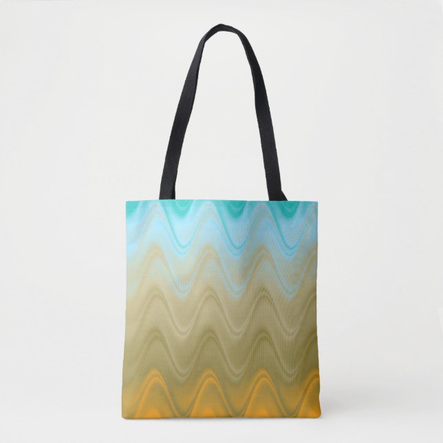 Wavy Blue Green Orange Abstract Tote Bag (Front)