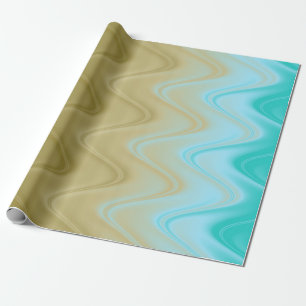 Wavy Blue Green Orange Abstract Wrapping Paper