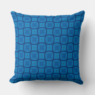Wavy Blue Lines Design Pattern Throw Pillow