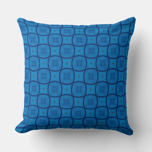 Wavy Blue Lines Design Pattern Throw Pillow (Front)