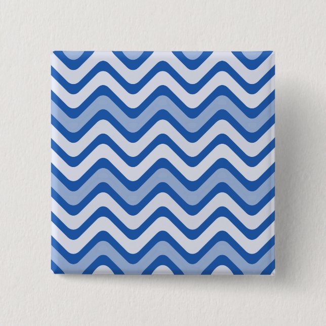 Wavy Blue Pattern 15 Cm Square Badge (Front)