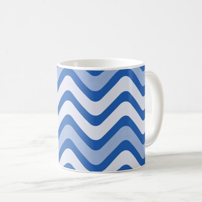 Wavy Blue Pattern Coffee Mug (Front Right)