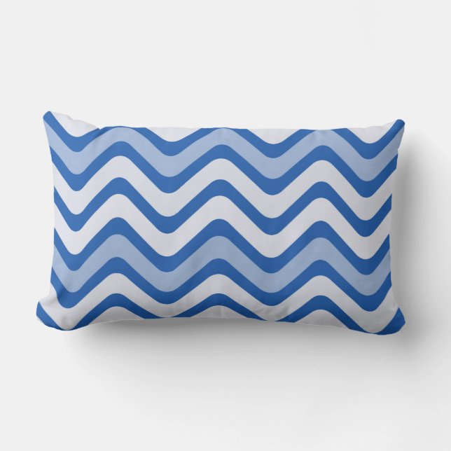Wavy Blue Pattern Lumbar Cushion (Front)