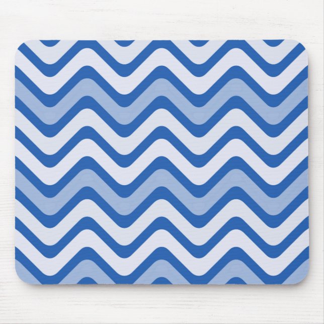 Wavy Blue Pattern Mouse Mat (Front)