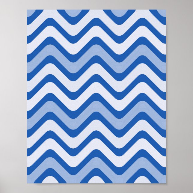 Wavy Blue Pattern Poster (Front)