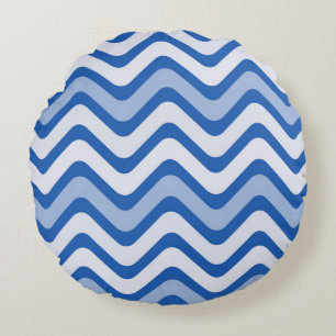 Wavy Blue Pattern Round Cushion