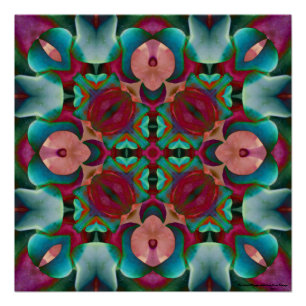 Wavy Blue Pink and Blue Green Kaleidoscope Poster