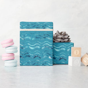 Wavy Blue Sea Pattern Wrapping Paper