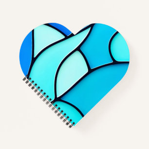 WAVY BLUE STAINED GLASS NOTEBOOK
