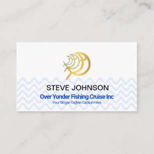 Wavy Blue Water Lines Swimming Fish Business Card