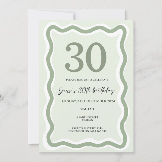 Wavy Border 30th Invite  (Front)