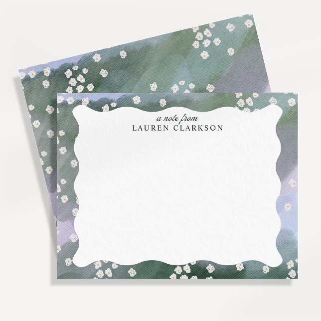Wavy Border Meadow Floral Note Card (Creator Uploaded)