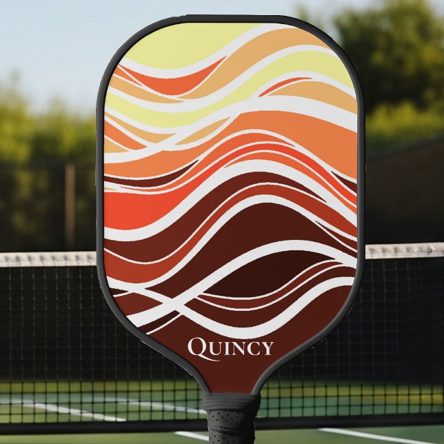 Wavy brown Geometric Graphic Monogram Carbon Fibre Pickleball Paddle (Creator Uploaded)