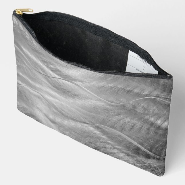 Wavy Brushed Steel Abstract Accessory Pouch (Open)