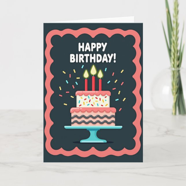 Wavy Cake Celebration Card (Front)