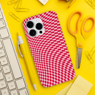 Wavy Checkered Crimson Cherry Warped Aesthetic Case-Mate iPhone 14 Pro Max Case