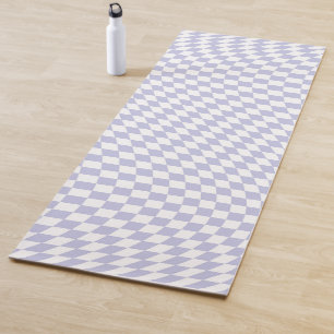 Wavy Checkered Pastel Purple Checkerboard Pattern Yoga Mat