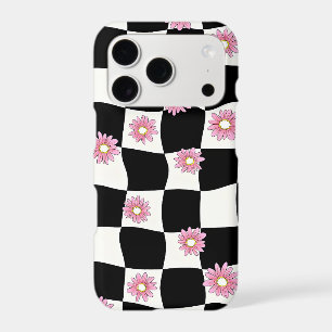 Wavy Chequerboard Daisy iPhone Case Y2K