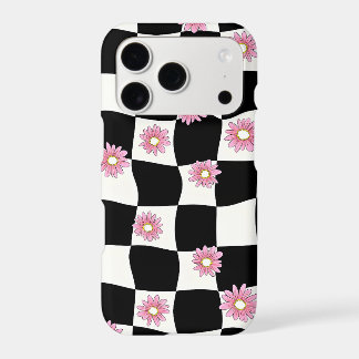 Wavy Chequerboard Daisy iPhone Case | Y2K