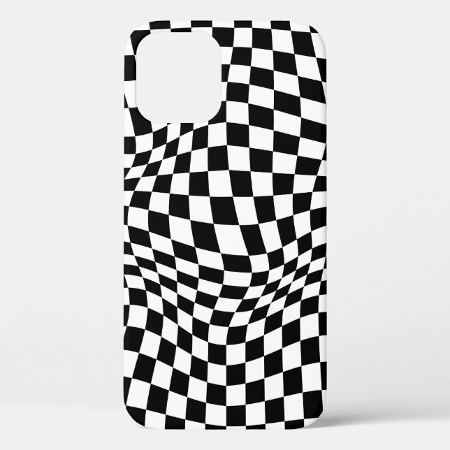Wavy Chequered Black White Chequerboard Case-Mate iPhone Case (Back)