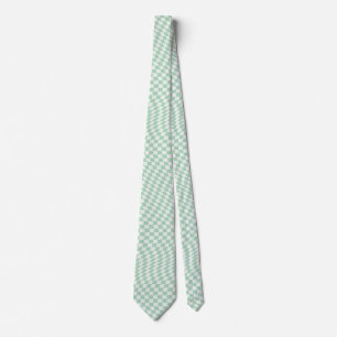 Wavy Chequered Pastel Green Chequerboard Pattern Tie