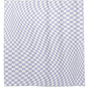 Wavy Chequered Pastel Purple Chequerboard Pattern Shower Curtain