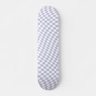 Wavy Chequered Pastel Purple Chequerboard Pattern Skateboard