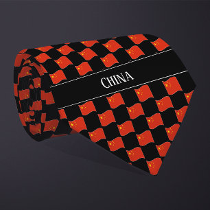 Wavy China Flag Pattern  Tie