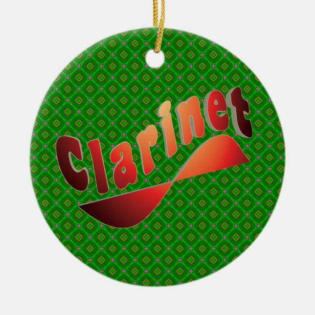 Wavy Clarinet Ceramic Tree Decoration (Front)
